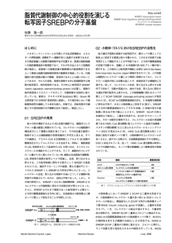 脂質代謝制御の中心的役割を演じる 転写因子SREBPの分子基盤