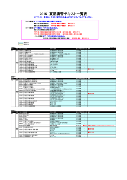 2015 夏期講習テキスト一覧表