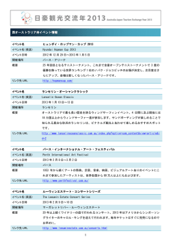 1 西オーストラリア州 西オーストラリア州イベント情報
