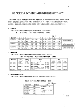 JIS改訂による二相ステンレス鋼の鋼種追加について（PDF）