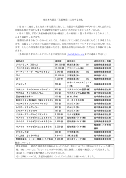 東日本大震災「支援物資」 - 日本健康・栄養食品協会