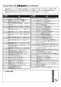 『ミストグレイヴ』冒険達成度チェックリスト