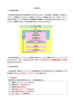 1 ＜広告計画＞ 1.広告計画の意義 広告活動は企業の広告担当者が