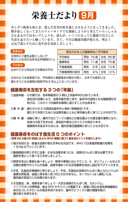 2012年 9月 健康寿命を延ばす食生活ポイント