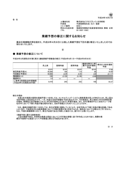 業績予想の修正に関するお知らせ