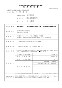 白 鎭 碩 京都大学教育研究振興財団助成事業 成 果 報 告 書 会