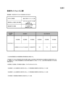 別表1 防球ネットフェンス工事