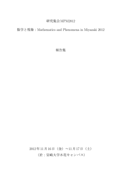 数学と現象：Mathematics and Phenomena in Miyazaki 2012