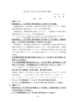 1/20 地方銀行平成 18 年度中間決算の概要 平18．12 （ ） 地 銀 協 【要