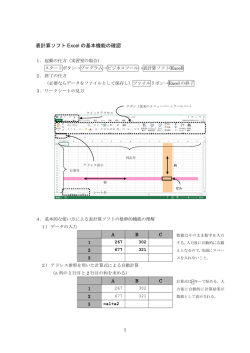 表計算ソフト Excel の基本機能の確認