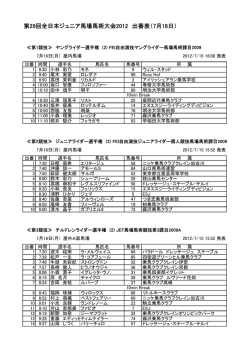 第29回全日本ジュニア馬場馬術大会2012 出番表（7月