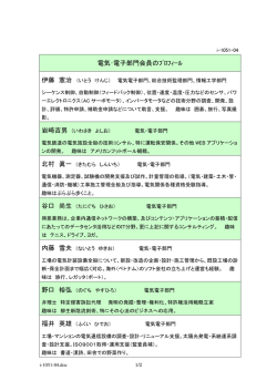 電気・電子部門会員のﾌﾟﾛﾌｨｰﾙ 伊藤 憲治 北村 眞一 谷口 尚生 内藤