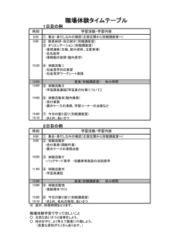 職場体験タイムテーブル