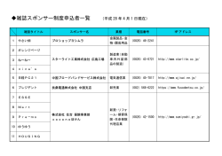 雑誌スポンサー制度申込者一覧(平成28年4月現在)