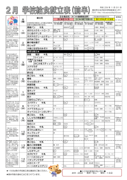 平成28年9月前半献立表及び食材の産地表示 (PDF