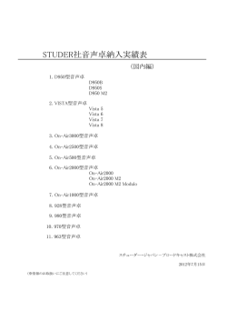 STUDER社音声卓納入実績表 - スチューダー・ジャパン