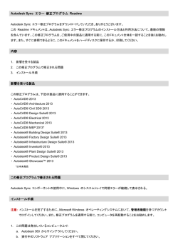 Autodesk Sync エラー 修正プログラム Readme 内容 影響を受ける製品