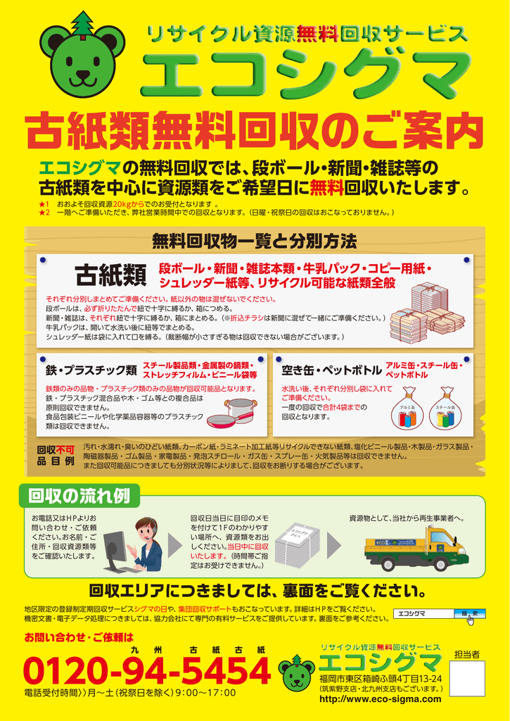 古紙類無料回収のご案内