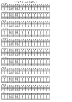 ベイツ レザージャケット サイズチャート