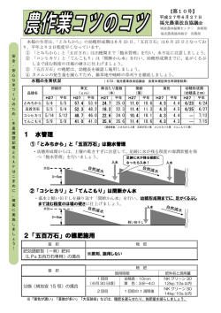 1 水管理 2「五百万石」の穂肥施用