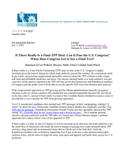 If There Really Is a Final TPP Deal: Can It Pass the