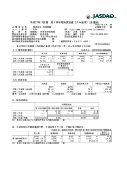 平成27年12月期 第1四半期決算短信〔日本基準〕(非連結)
