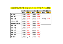 高松エクスプレス神戸号 「高松⇔ユニバーサル・スタジオ・ジャパン」運賃表
