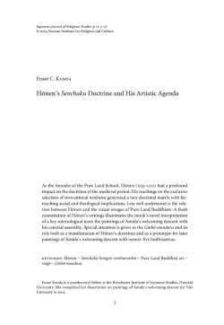 Honen`s Senchaku Doctrine and His Artistic Agenda