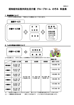 認知症対応型共同生活介護 グループホーム のぞみ 料金表