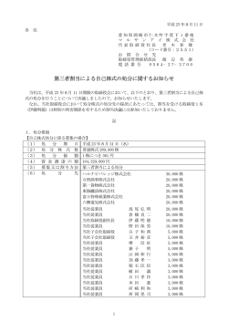 第三者割当による自己株式の処分に関するお知らせ