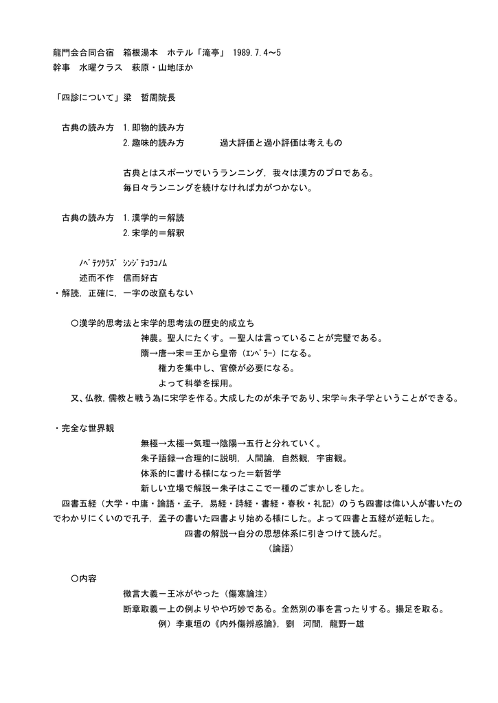 龍門会合同合宿 箱根湯本 ホテル 滝亭 19 7 4 5 幹事 水曜クラス