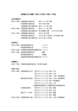 部活動の主な成績（平成25年度～平成27年度）
