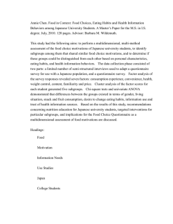 Food Choices, Eating Habits and Health Information Behaviors