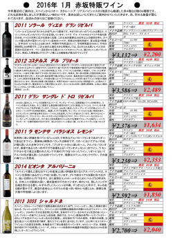2016年 1月 赤坂特販ワイン