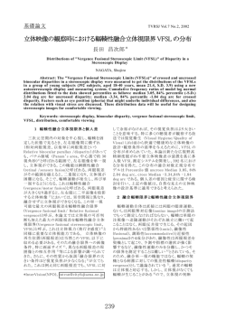239 立体映像の観察時における輻輳性融合立体視限界 輻輳性融合立体