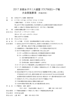 2017 京都女子テニス連盟 クラブ対抗リーグ戦 大会実施要項 （平成29年）
