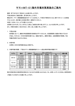 ヤマハMT01海外市場対策の実施のご案内