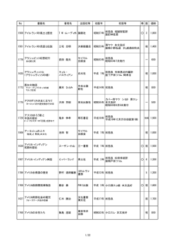 No 書籍名 著者名 出版社等 初版年 状態等 帯 版 価格 1500