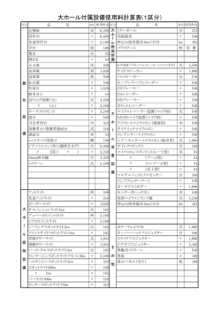 附属設備料金表
