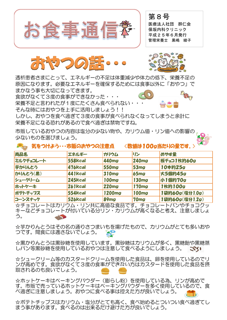 おやつの話 保坂内科クリニック