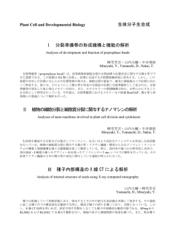 生体分子生合成 Ⅰ 分裂準備帯の形成機構と機能の解析 Ⅱ 植物の細胞