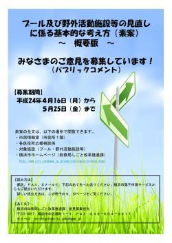 プール及び野外活動施設等の見直し に係る基本的な考え方（素案