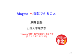 Magma - 東北大学 大学院 情報科学研究科 数学教室