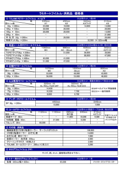 フイルム総合価格表 - 東京ラミネックス