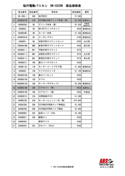 短尺電動バリカン DK-0225N 部品価格表