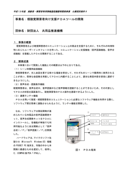 事業名：視聴覚障害者向け支援PDAツールの開発 団体名：財団法人 共