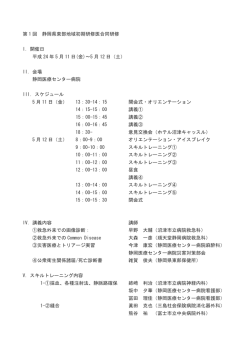 第 1 回 静岡県東部地域初期研修医合同研修 I．開催日 平成 24 年 5 月