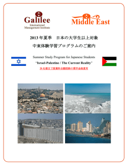 2013 年夏季 日本の大学生以上対象 中東体験学習プログラムのご案内