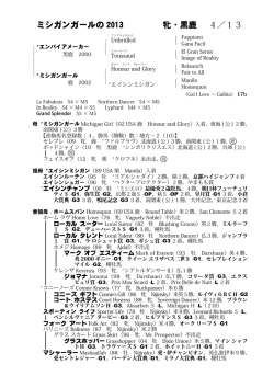 Page 1 ミシガンガールの 2013 4／13 牝・黒鹿 ｛ Fappiano Gana Facil