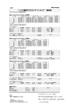 ヘッド分離型CCDカメラ”ミニカメラ” 価格表